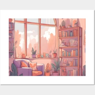 Pink Cozy Study Room Posters and Art